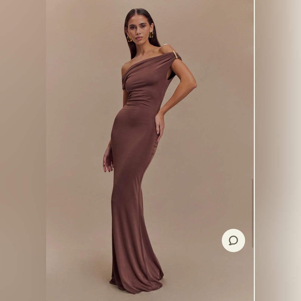 Meshki Kinsley Slinky Maxi Dress With Hardware - Chocolate